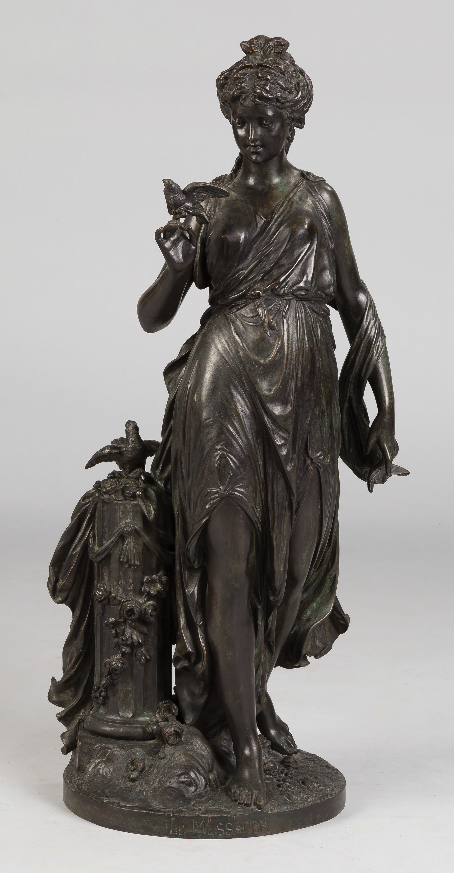 Appraisal: Jean-Louis Gregoire French - Bronze Sculpture Woman with Birds th