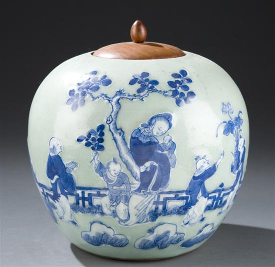 Appraisal: Chinese porcelain lidded jar Of ovoid form having a raised