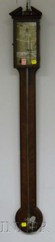 Appraisal: Mahogany Stick Barometer by B Roncheti Manchester England c with