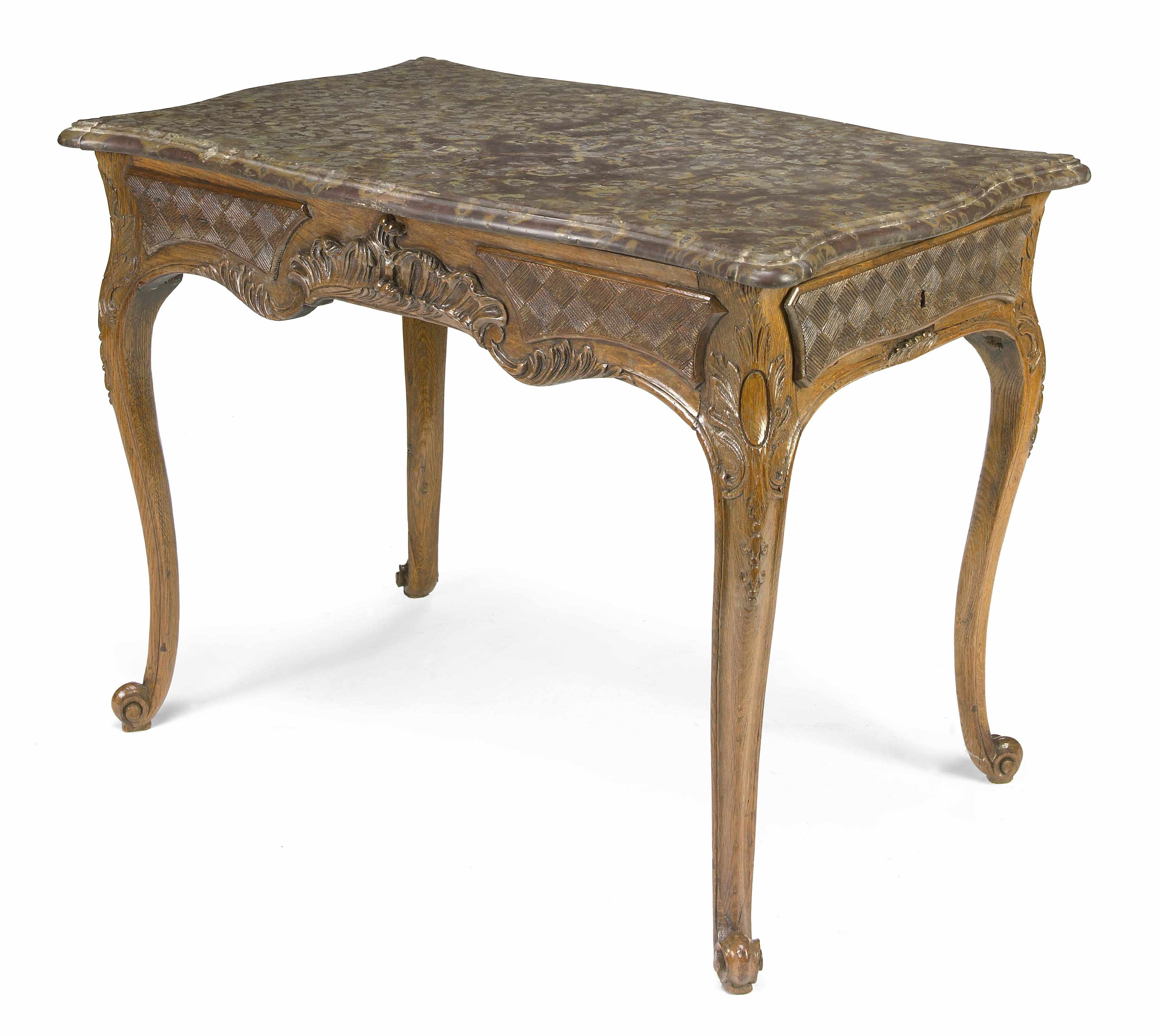 Appraisal: Property of various owners A German Rococo oak side table