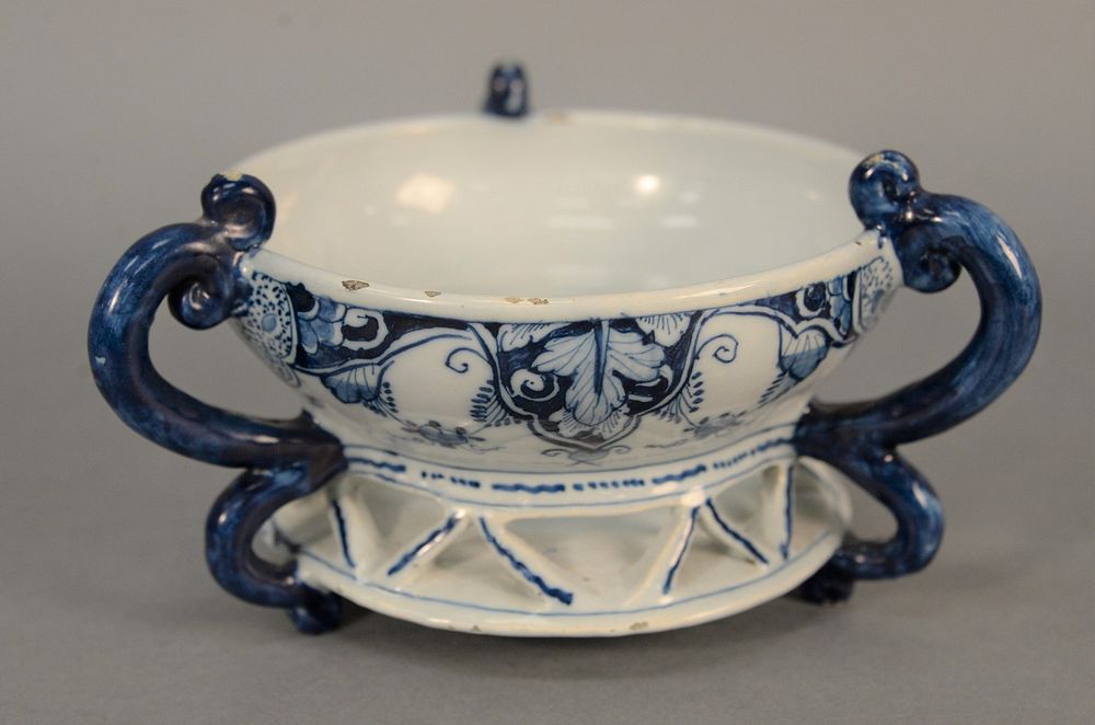 Appraisal: Delft footed stand blue and white possibly th C warming