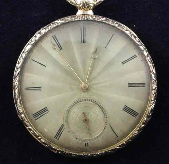 Appraisal: A late th century Swiss gold keywind dress pocket watch