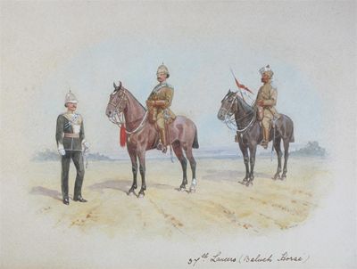 Appraisal: Richard Simkin - The th Lancers - Baluch Horse Signed