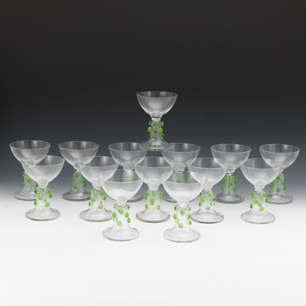 Appraisal: FOURTEEN VENETIAN GLASS CHAMPAGNE COUPES x Fourteen clear glass champagne