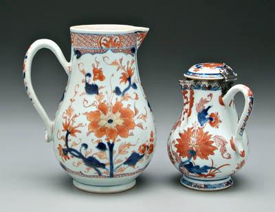 Appraisal: Two Chinese Imari pitchers one lidded pitcher with silver hinge