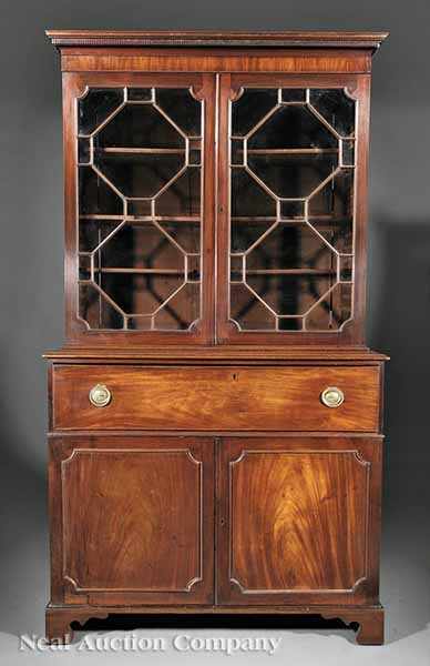 Appraisal: A George III Mahogany Bureau Bookcase early th c dentillated