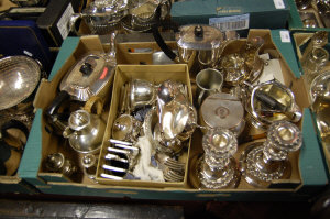 Appraisal: Various ep table wares and flatware box