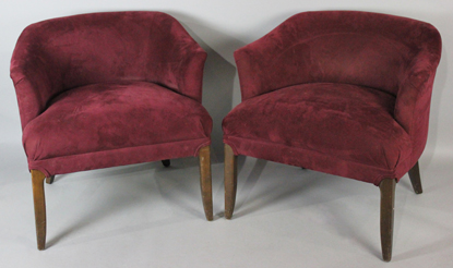 Appraisal: PAIR OF DIRECTIONAL CONTEMPORARY ARM CHAIRS curved back over a