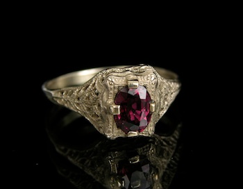 Appraisal: A Ruby Ring in Filigree Setting k gold antique style