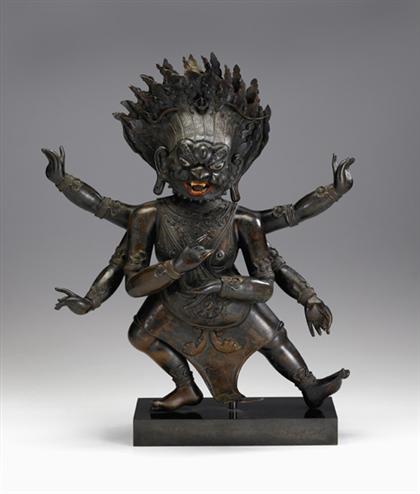 Appraisal: Fine and large Sino-Tibetan copper Mahakala figure th century Well