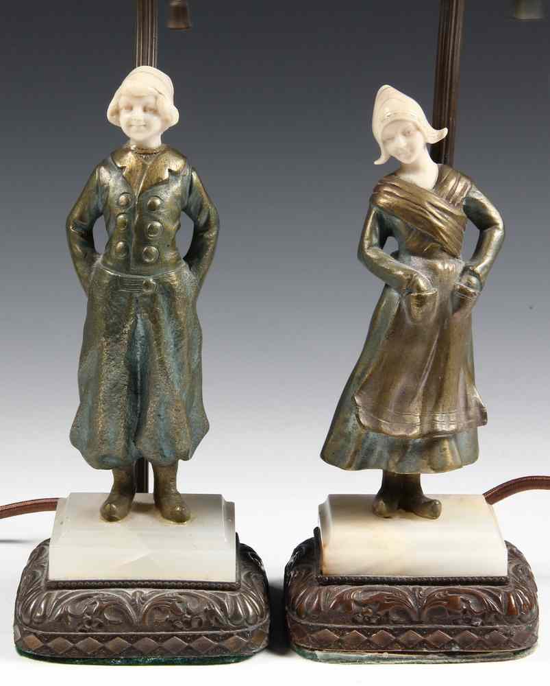 Appraisal: PAIR FIGURAL LAMPS - Pair of Arts and Crafts Era