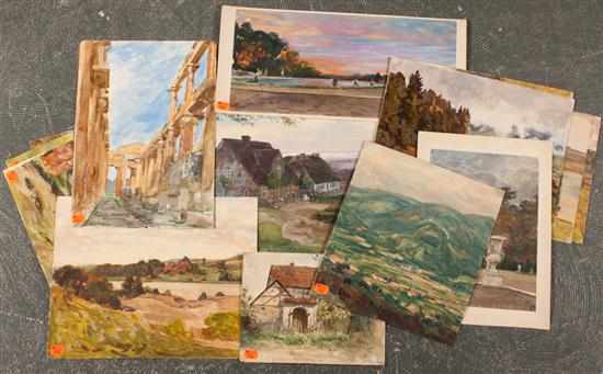 Appraisal: Richard Hendorf German - Fifteen assorted unframed landscapes and architecture