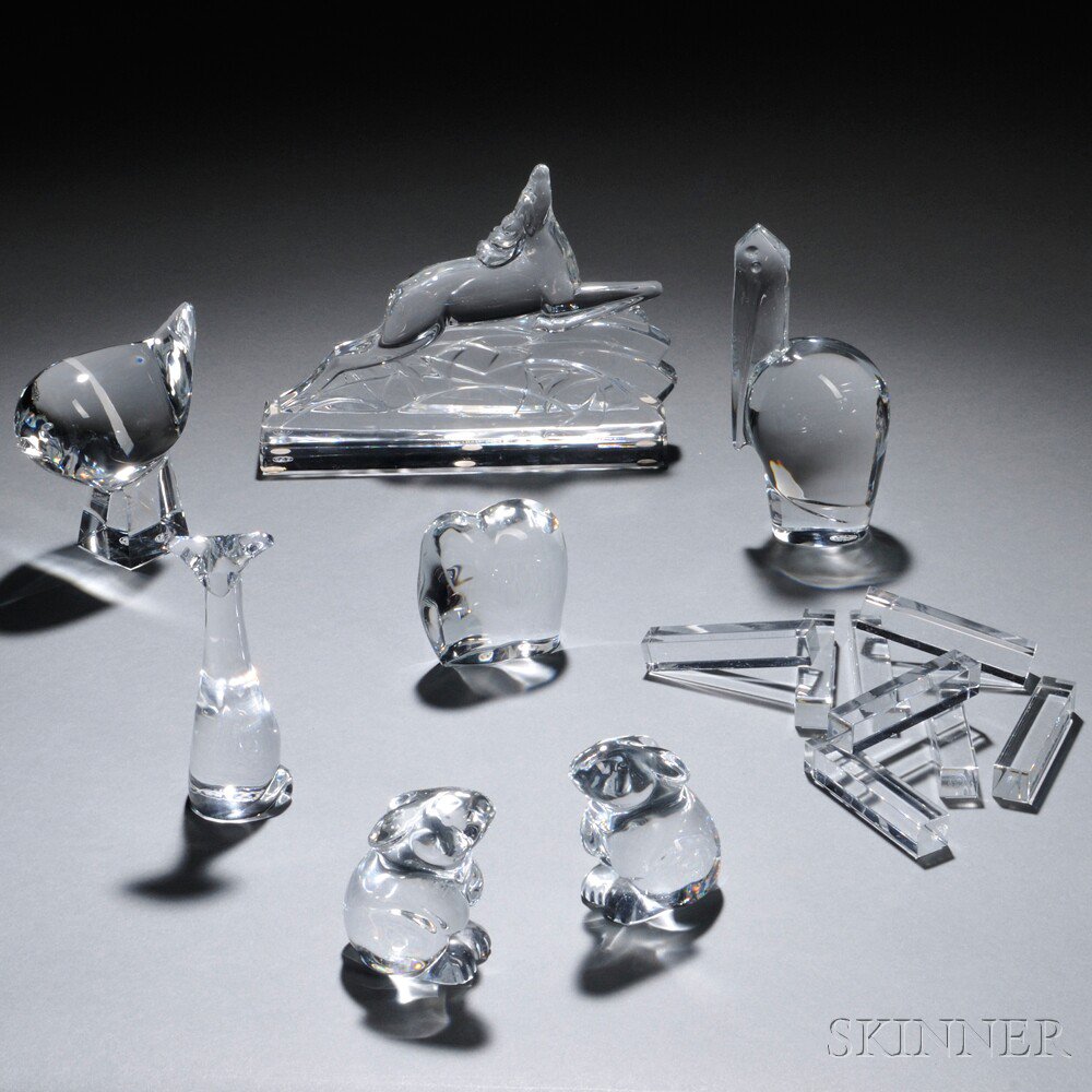 Appraisal: Seven Baccarat Crystal Animal Figurals and Eight Knife Rests Art