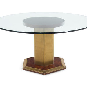 Appraisal: A Modernist Brass Pedestal Dining Table Height x diameter of