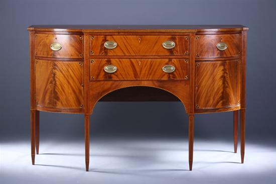 Appraisal: FEDERAL INLAID MAHOGANY SIDEBOARD Circa Shaped front with notched curving