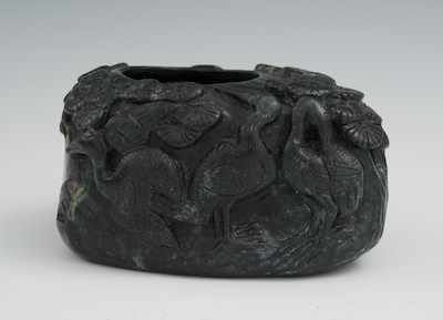 Appraisal: A Carved Black Jade Brush Wash Carved from a single