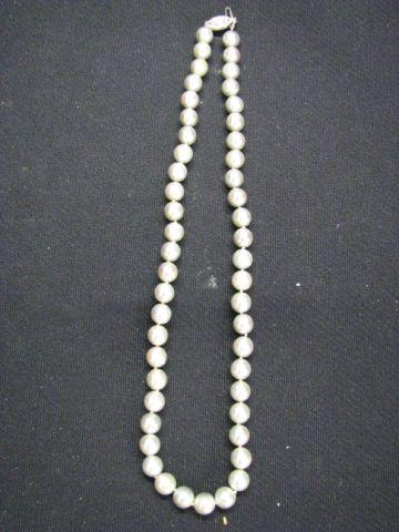 Appraisal: Pearl Necklace fine silver grey to mm pearls long k