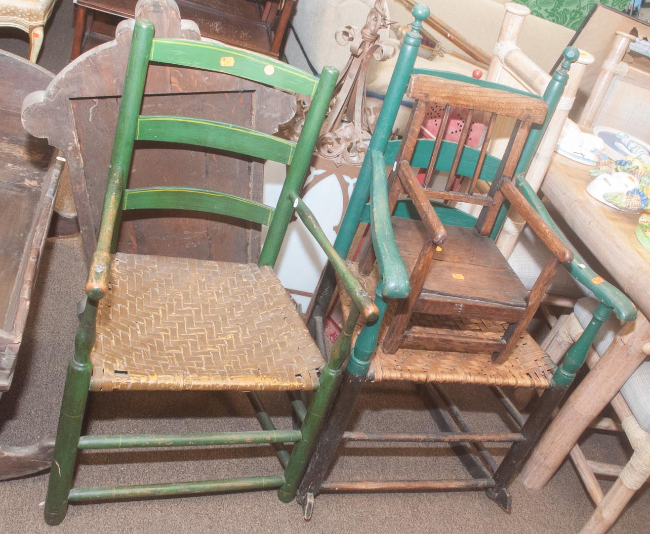 Appraisal: Three primitive chairs Undernumber