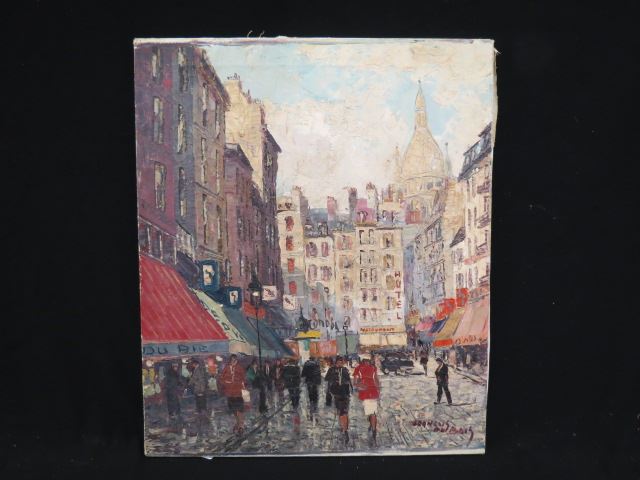 Appraisal: Francois DuBois oil French street scene on canvas X mid