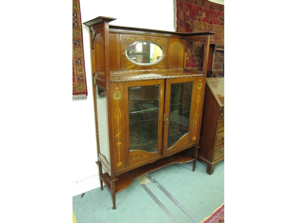 Appraisal: Art Nouveau mahogany display cabinet