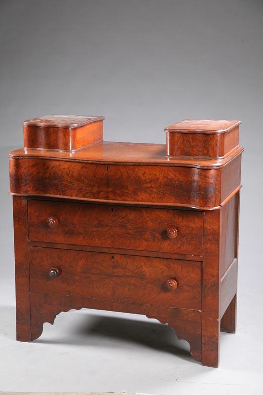 Appraisal: CHEST OF DRAWERS Three drawer walnut Victorian chest with serpentine