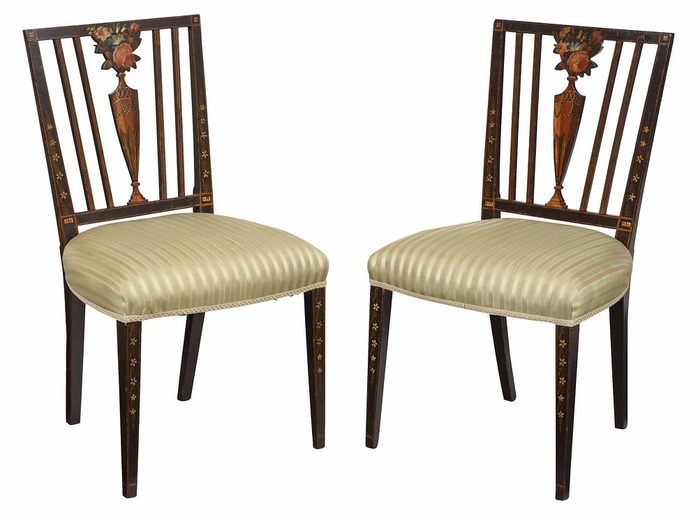 Appraisal: Pair American Federal Paint Decorated Side Chairs attributed to John