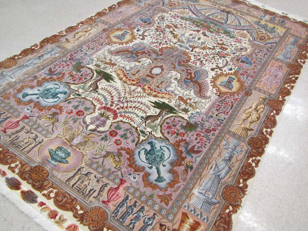 Appraisal: A CONTEMPORARY PERSIAN WOOL AND SILK CARPET featuring a centralized