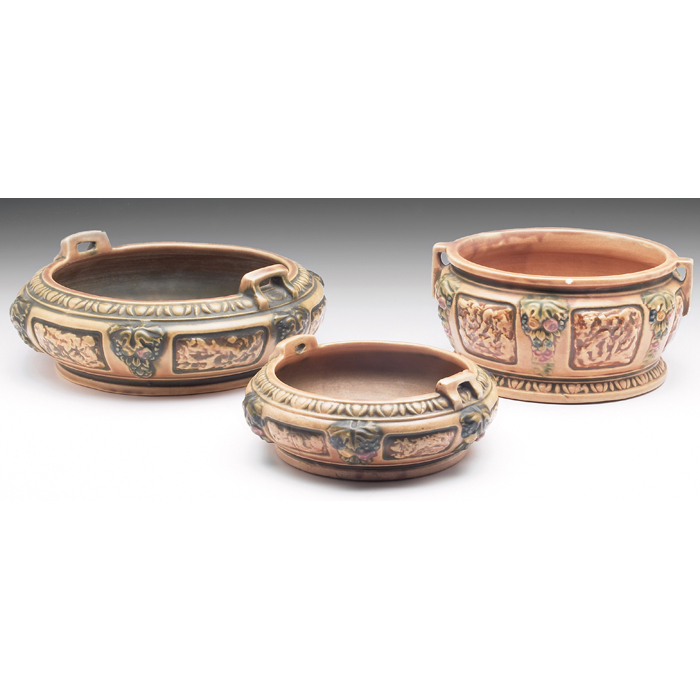 Appraisal: Roseville Florentine bowls three various shapes one marked largest is