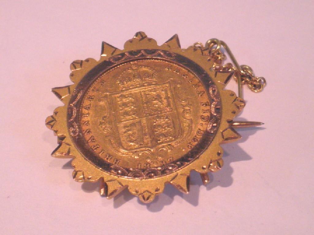 Appraisal: A Victorian half sovereign in a brooch mount