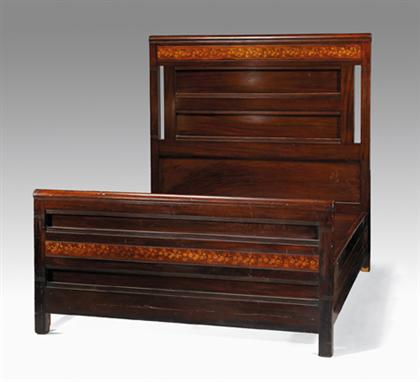 Appraisal: Suite of inlaid mahogany Aesthetic Movement bedroom suite herder style