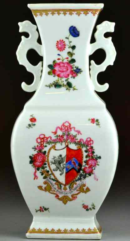 Appraisal: Chinese Famille Rose Export VaseWith two chilong handles finely decorated