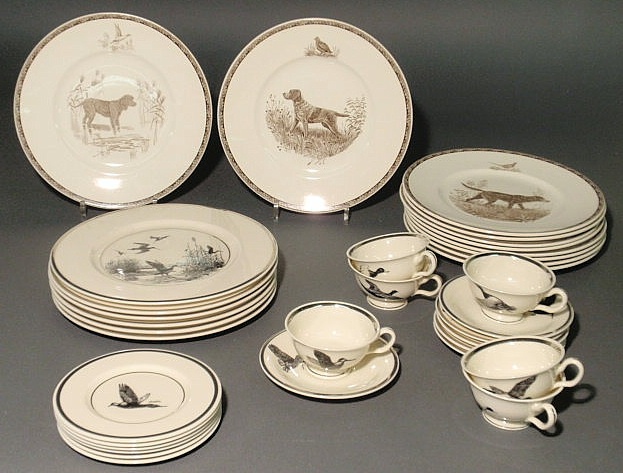 Appraisal: Richard Bishop dinnerware with wild game bird decoration- six each