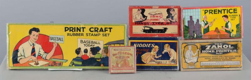 Appraisal: Lot Of Toy Rubber Stamp Type Set Printing Sets All