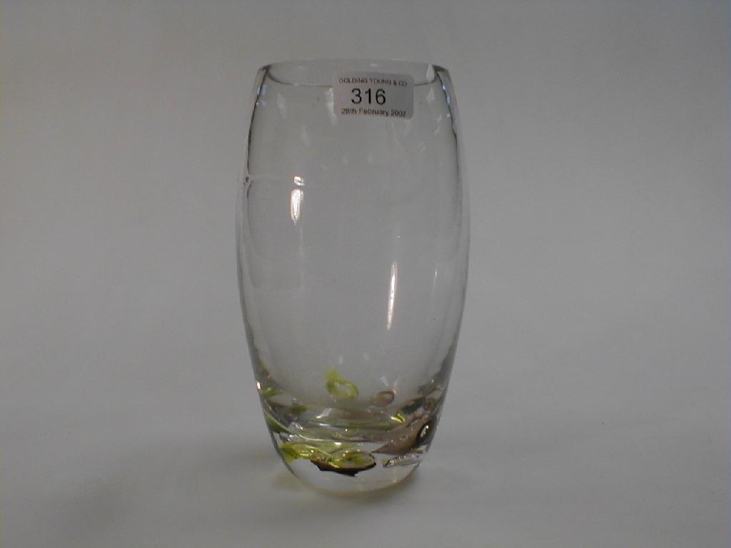 Appraisal: A heavy hand blown vase with brown and green bubbled