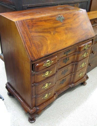 Appraisal: CHIPPENDALE MAHOGANY BLOCK FRONT SECRETARY American th century elements The