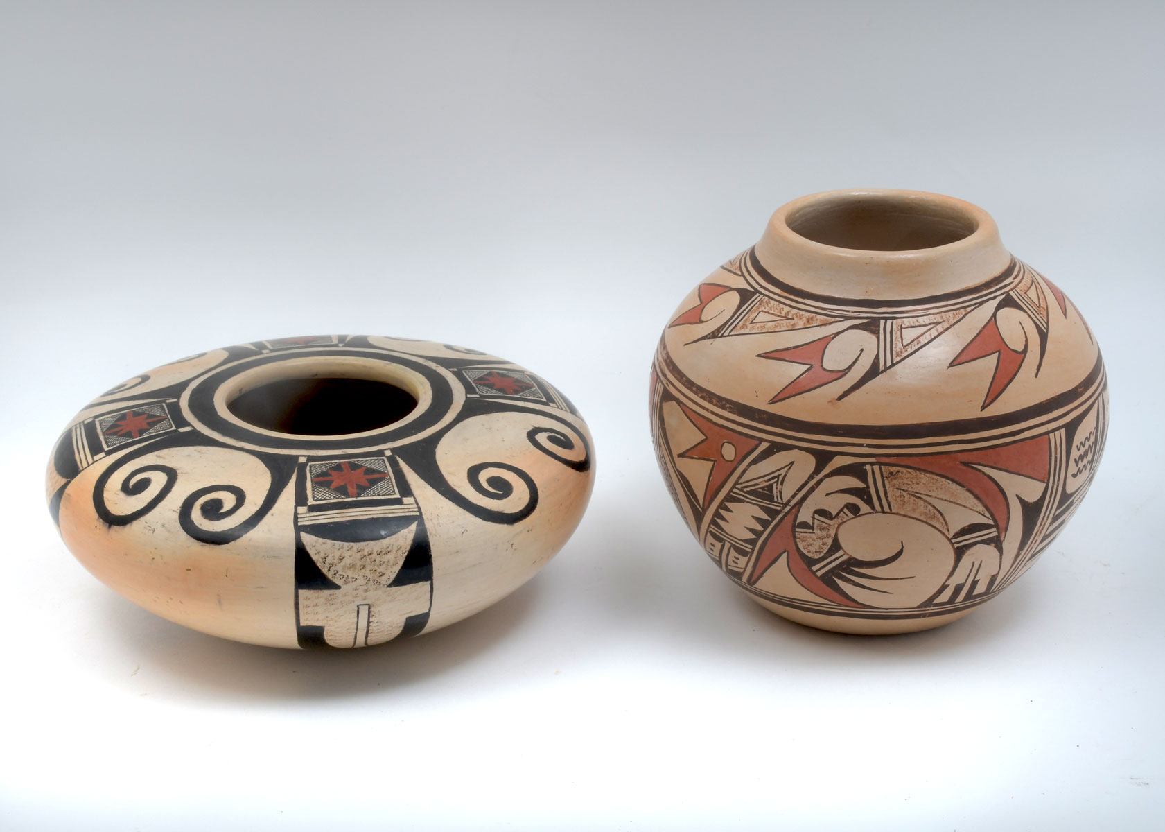 Appraisal: LOW INDIAN VASE AND DELORES NAMOKI HOPI VASE - Native