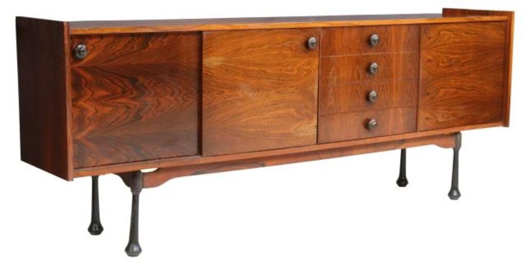 Appraisal: Italian mid-century modern rosewood sideboard credenza c s dual sliding