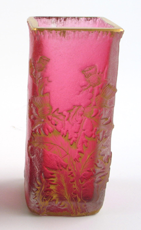 Appraisal: DAUM NANCY CAMEO GLASS VASE The rectangular form having a