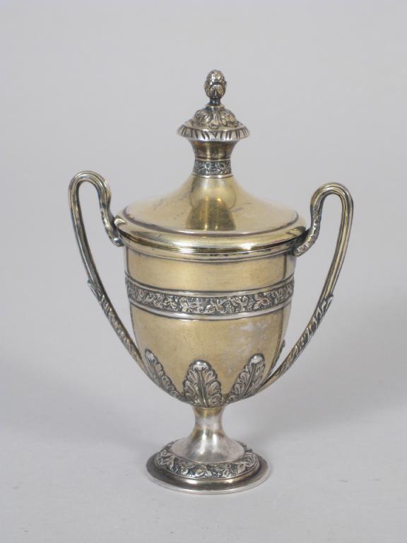 Appraisal: A George V silver gilt two handled small Trophy and