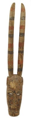 Appraisal: A Baule polychrome decorated mask with long horns and slit