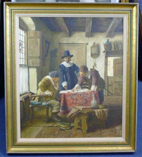 Appraisal: Ernst Stierhof b oil on canvas 'The Map Reference' signed