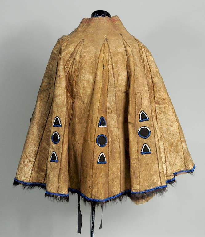 Appraisal: Native American Hide Cape Native American hide cape with beaded