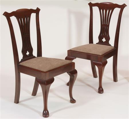 Appraisal: A set of six Edwardian mahogany dining chairs each with