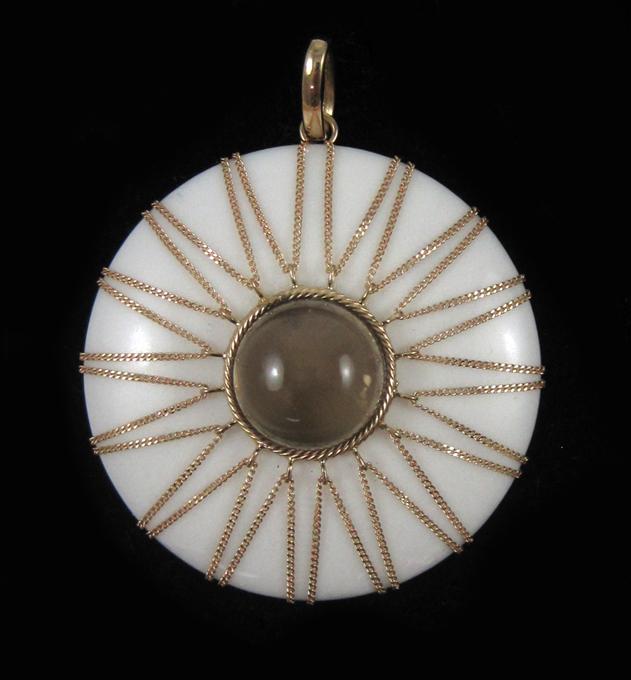 Appraisal: MILOR SIGNED FOURTEEN KARAT GOLD PENDANT with large round white