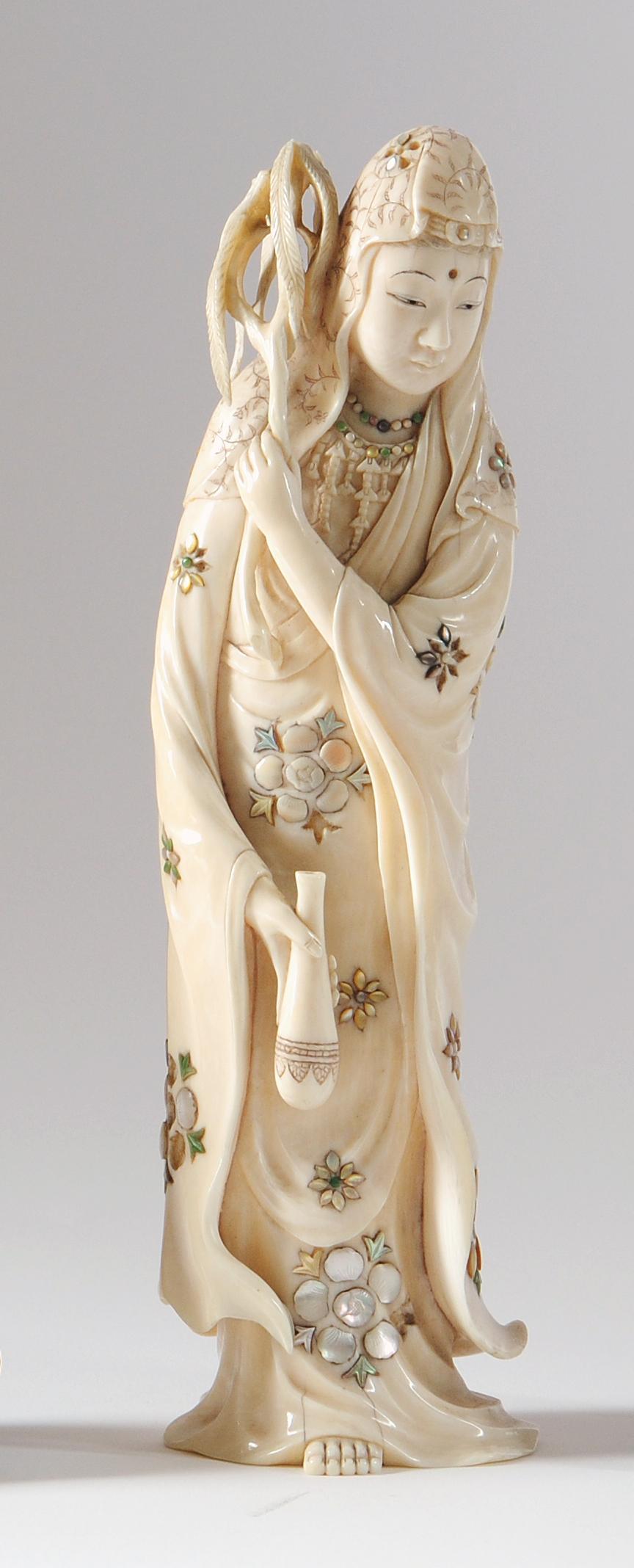 Appraisal: A JAPANESE IVORY AND SHIBAYAMA ONE PIECE OKIMONO Meiji period