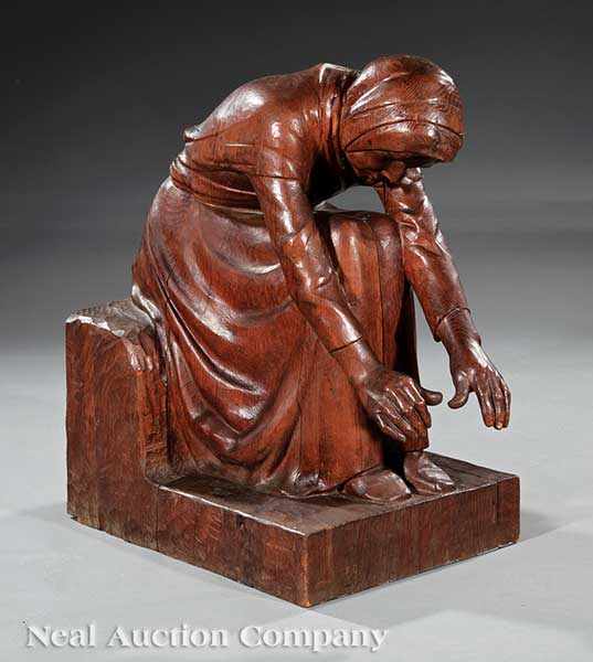 Appraisal: Auguste Cornu French - Wood Figure of a Seated Woman