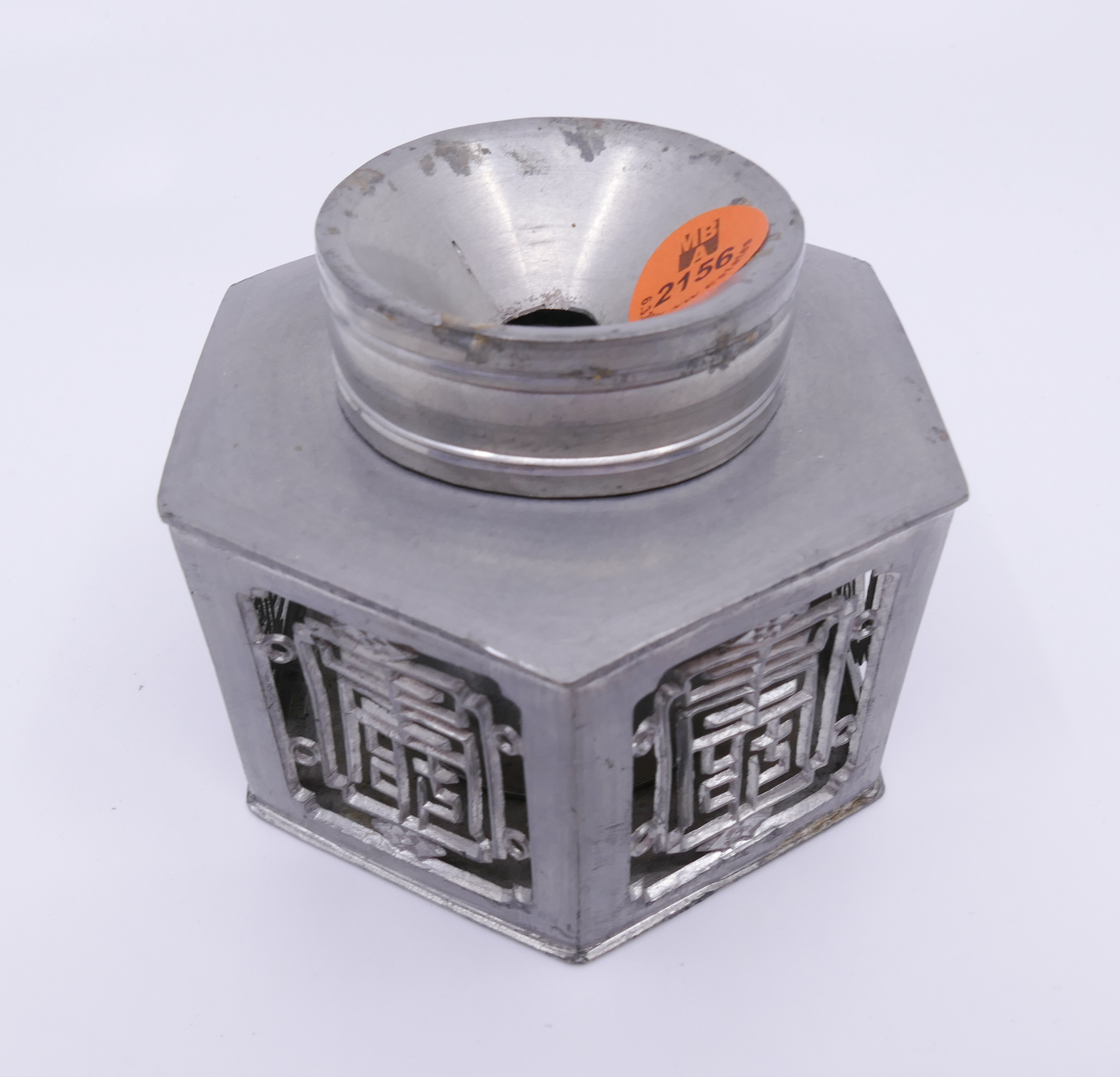 Appraisal: Antique Chinese Pewter Inkwell- '' diameter