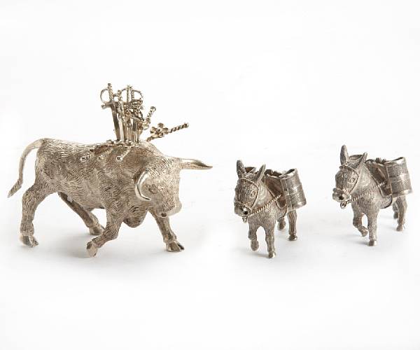 Appraisal: A group of three sterling animal table decorations height of