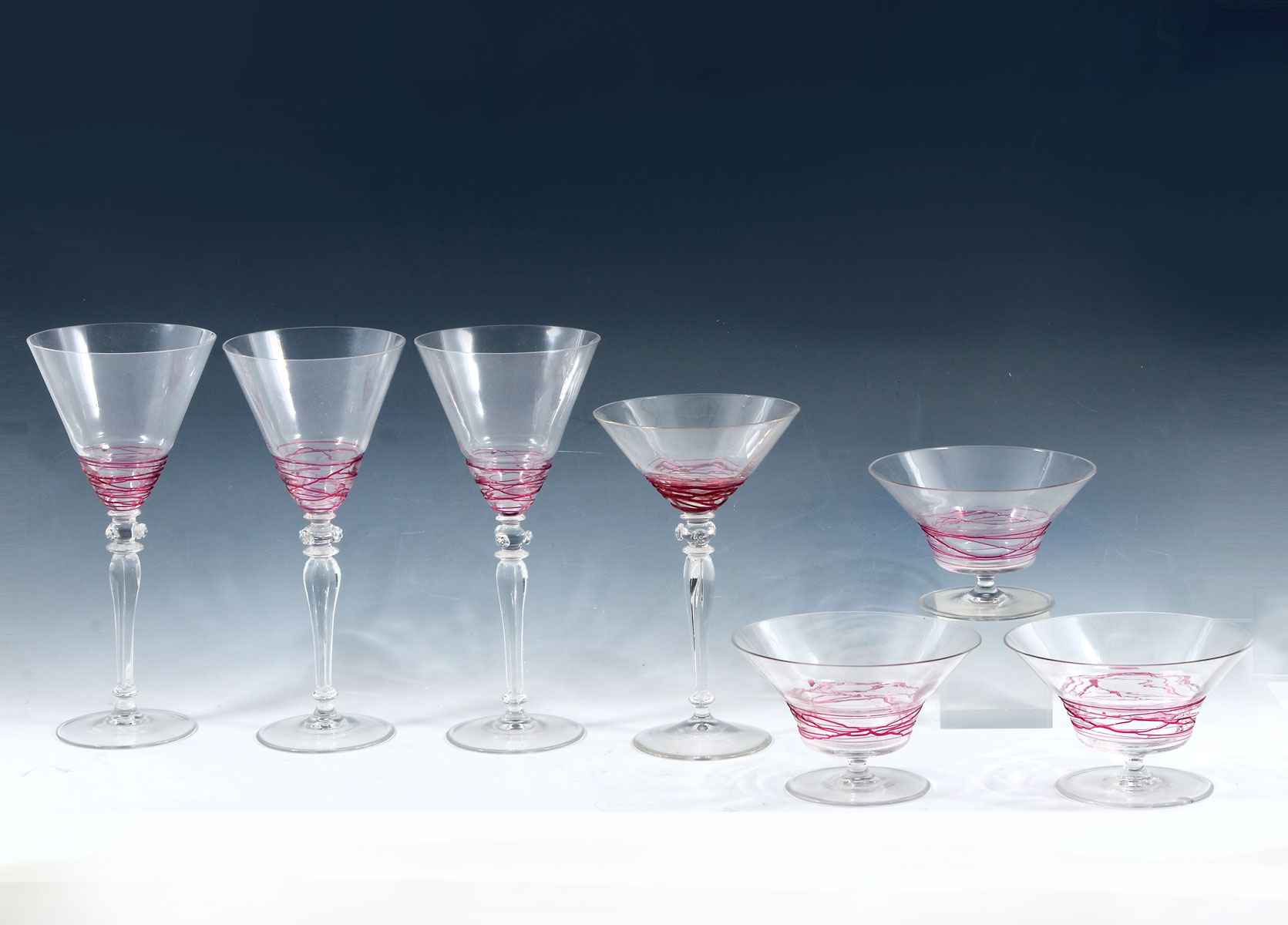 Appraisal: STEUBEN SWIRL STEMWARE Comprising - '' Wine glasses - ''