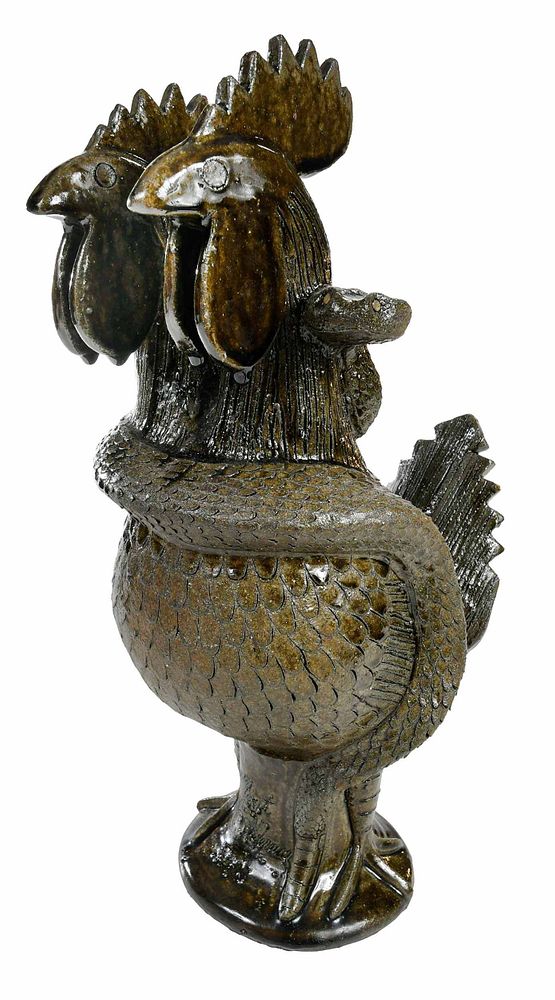 Appraisal: Clint Alderman Double Headed Rooster with Snake Hartwell Georgia st